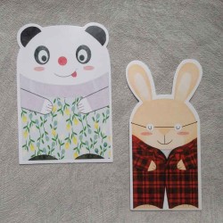 Cartes postales panda et lapin