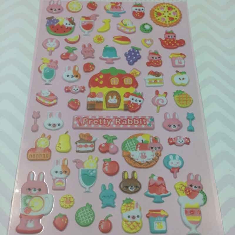 45 stickers lapin rose kawaii - animal rabbit scrapbooking pink