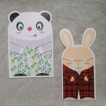 Cartes postales panda et lapin