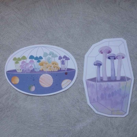 Cartes postales " champignons sous serre"