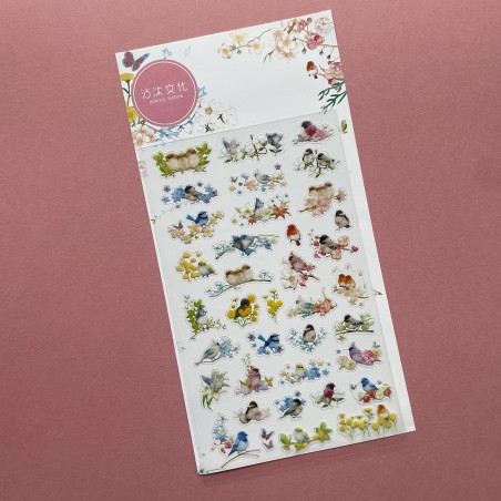 Stickers oiseaux et fleurs