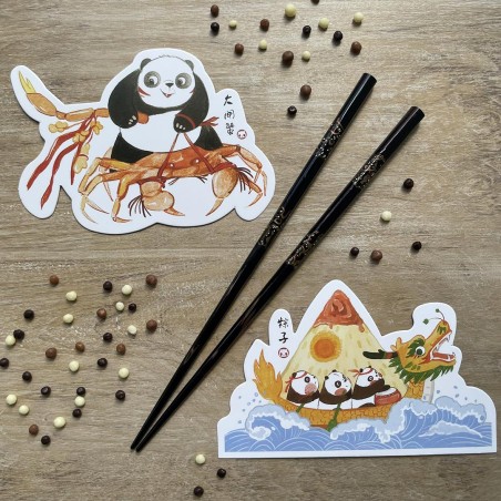 Cartes postales pandas gourmands