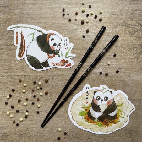 Cartes postales pandas gourmands