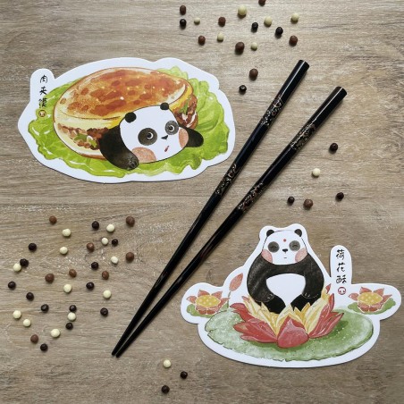 Cartes postales pandas gourmands