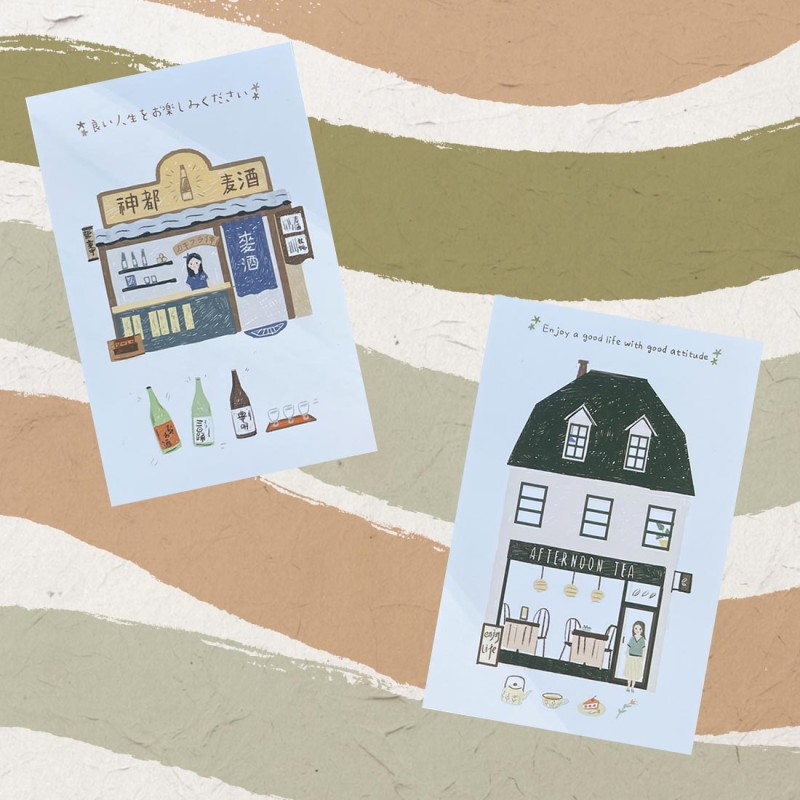 Cartes postales devantures de magasins asiatiques