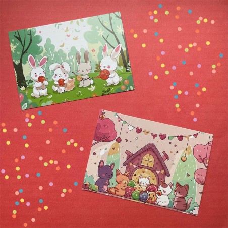 Cartes postales animaux joyeux d'automne et de Noël