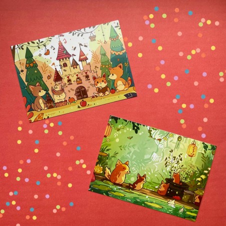 Cartes postales animaux joyeux d'automne et de Noël