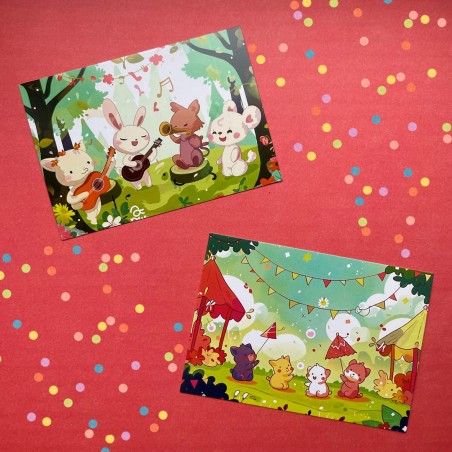 Cartes postales animaux joyeux d'automne et de Noël