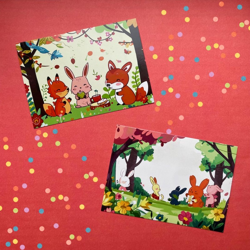 Cartes postales animaux joyeux d'automne et de Noël