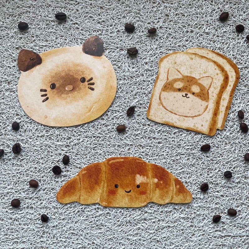 Cartes postales viennoiseries kawaii