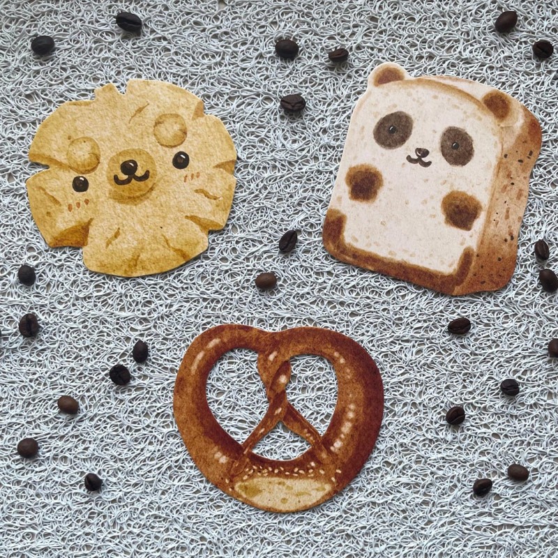 Cartes postales viennoiseries kawaii