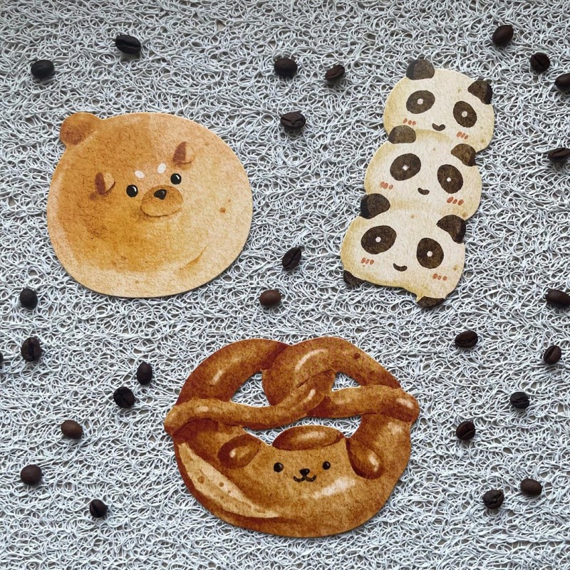 Cartes postales viennoiseries kawaii